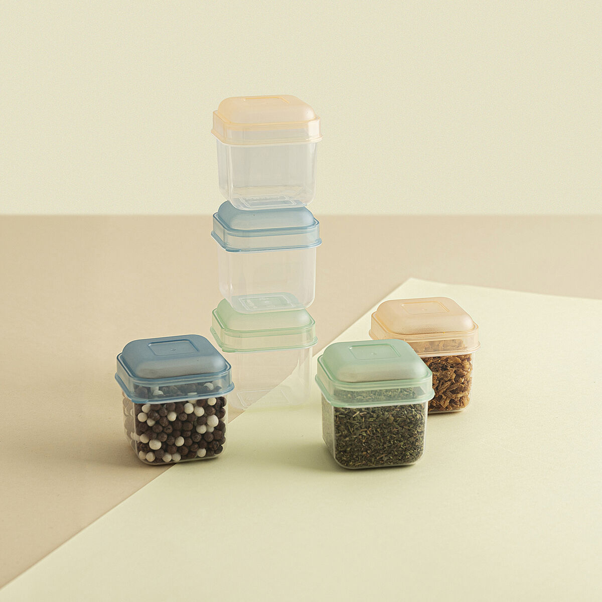 Set de Recipientes de Cocina Herméticos Apilables Quid Minimal 5 x 5 x 6 cm 6 Piezas