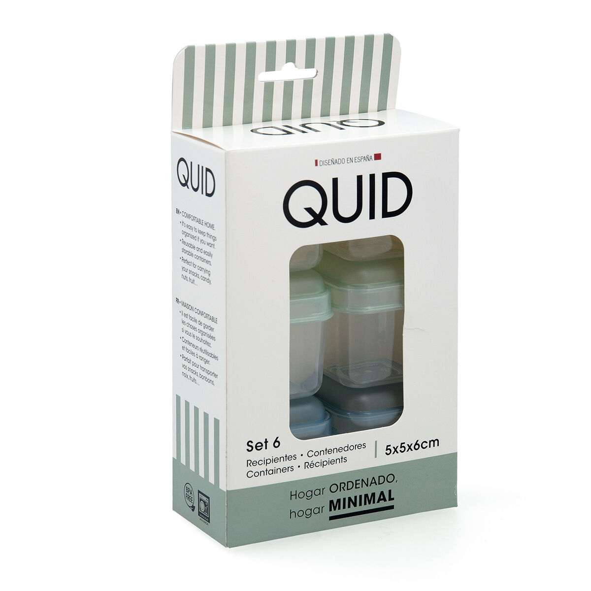 Set de Recipientes de Cocina Herméticos Apilables Quid Minimal 5 x 5 x 6 cm 6 Piezas