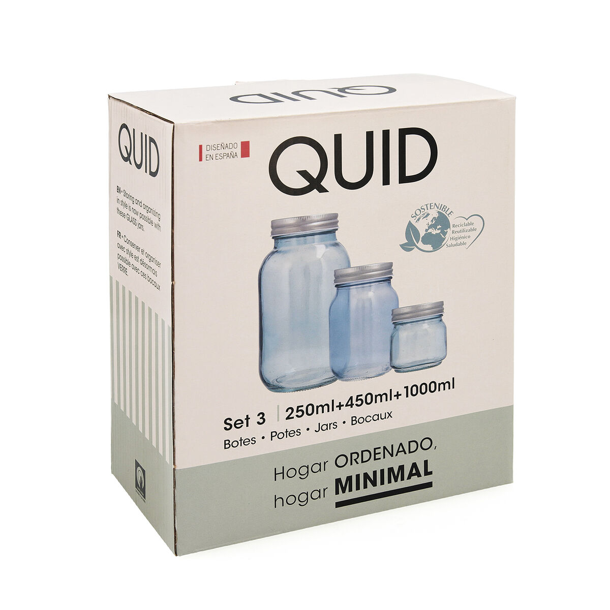 Set de Botes Quid Minimal Beige 100 ml 250 ml 450 ml 3 Piezas