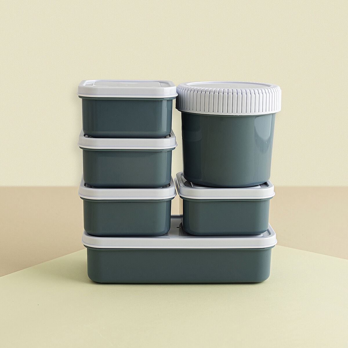 Set de Recipientes de Cocina Herméticos Apilables Quid Minimal 7 Piezas