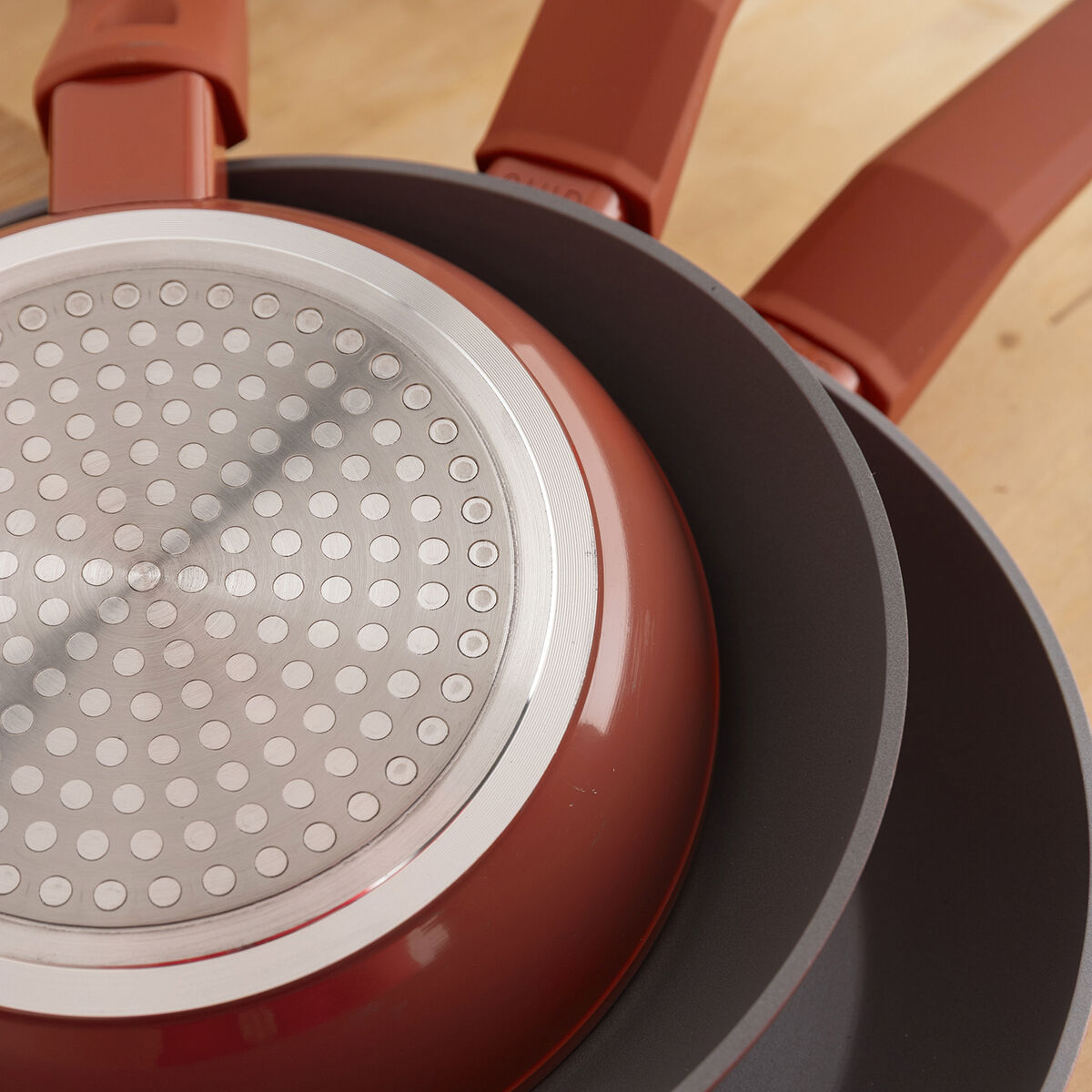 Set de Sartenes Bidasoa Zocco Gris Terracota Metal 3 Piezas