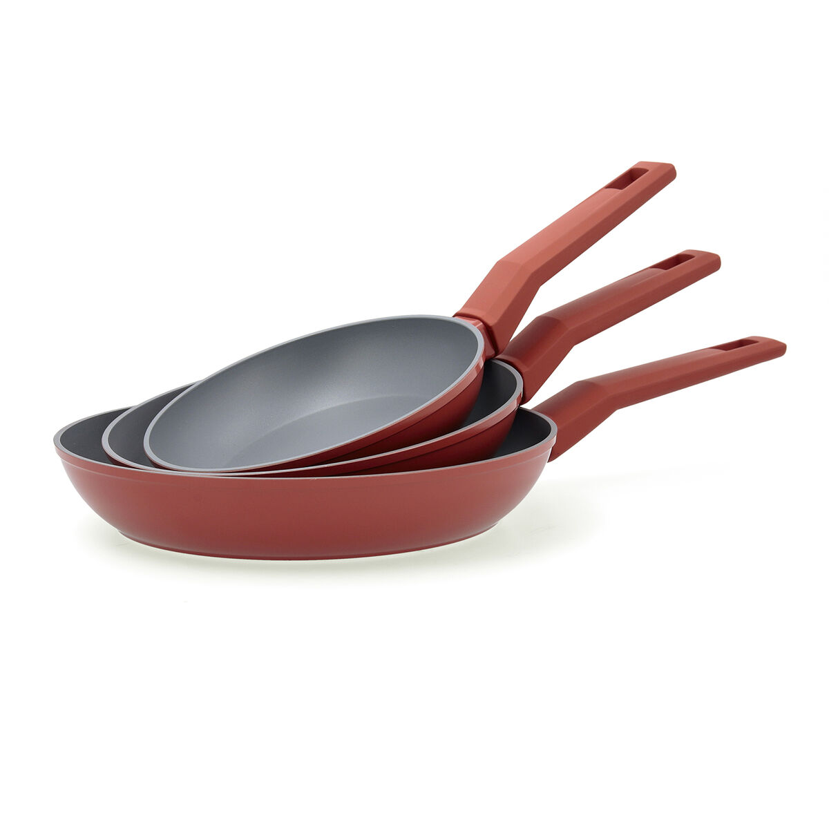 Set de Sartenes Bidasoa Zocco Gris Terracota Metal 3 Piezas