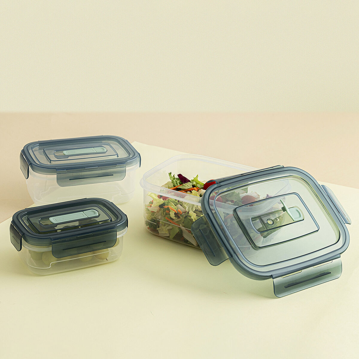 Set de Fiambreras Quid Minimal Verde Plástico 500 ml 1 L 1,8 L 3 Piezas