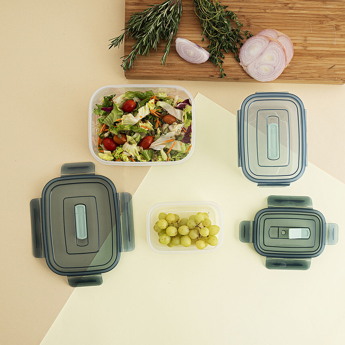 Set de Fiambreras Quid Minimal Verde Plástico 500 ml 1 L 1,8 L 3 Piezas