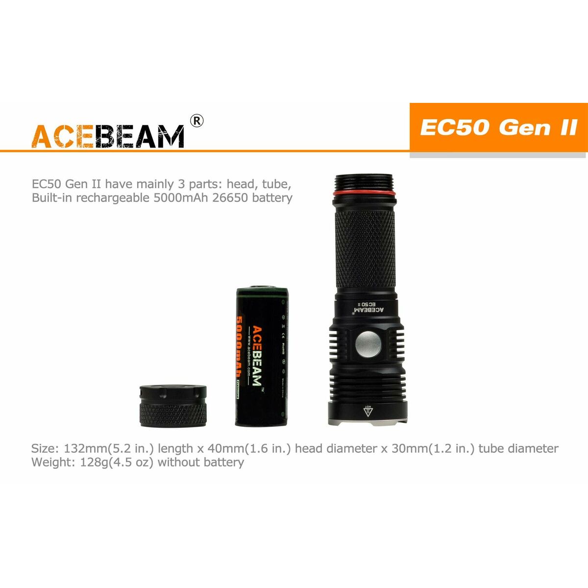 Linterna Acebeam EC20 SFT-25R BLACK 2500 lm