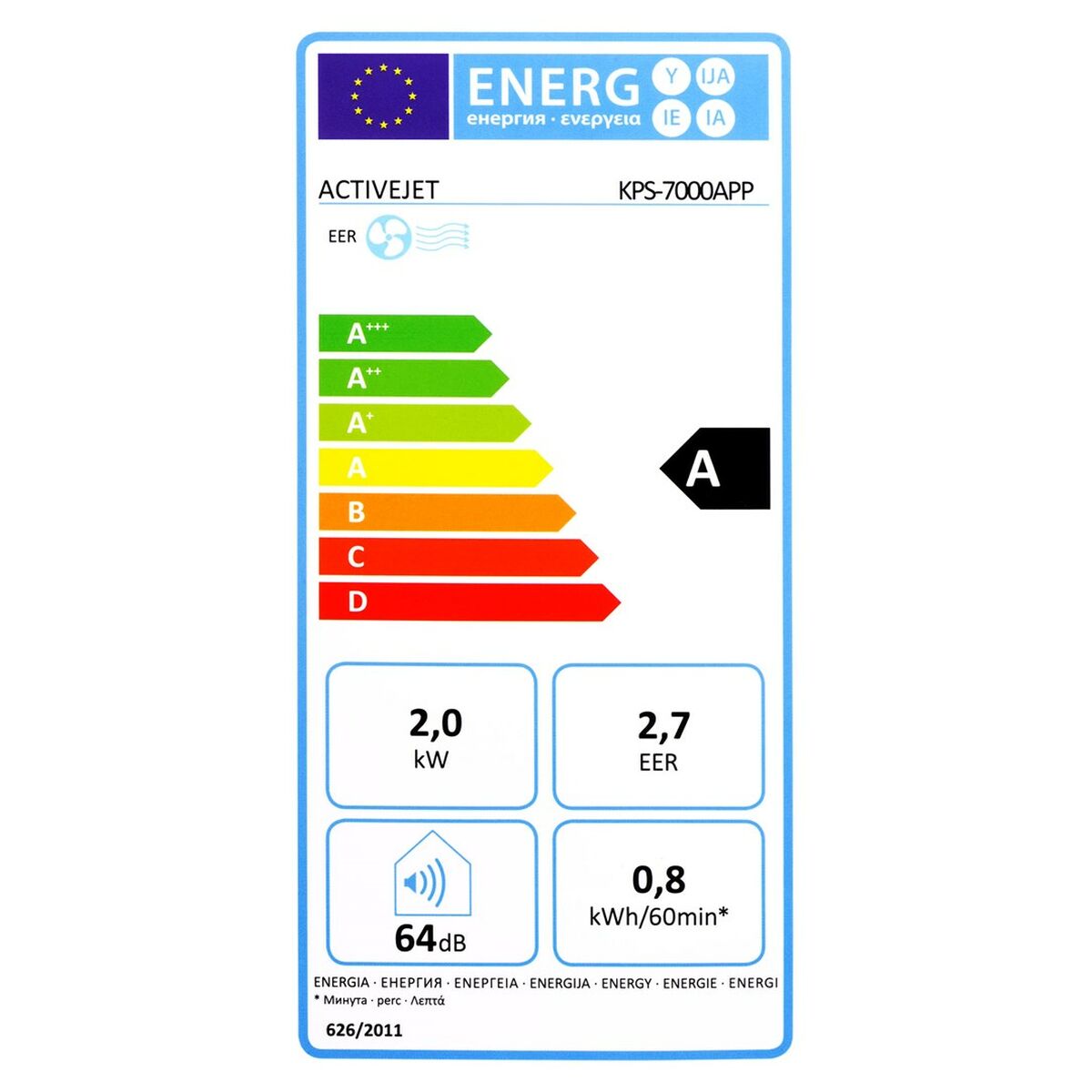 Aire Acondicionado Portátil Activejet KPS-7000APP Blanco A 2000 W