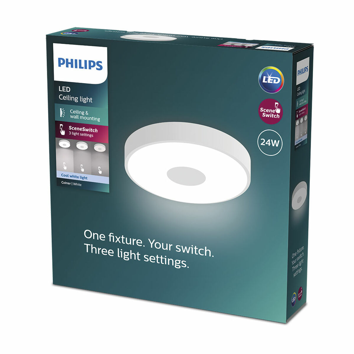 Plafón LED Philips coiner 24 W Ø 38,9 x 8 cm Blanco Metal (4000 K)
