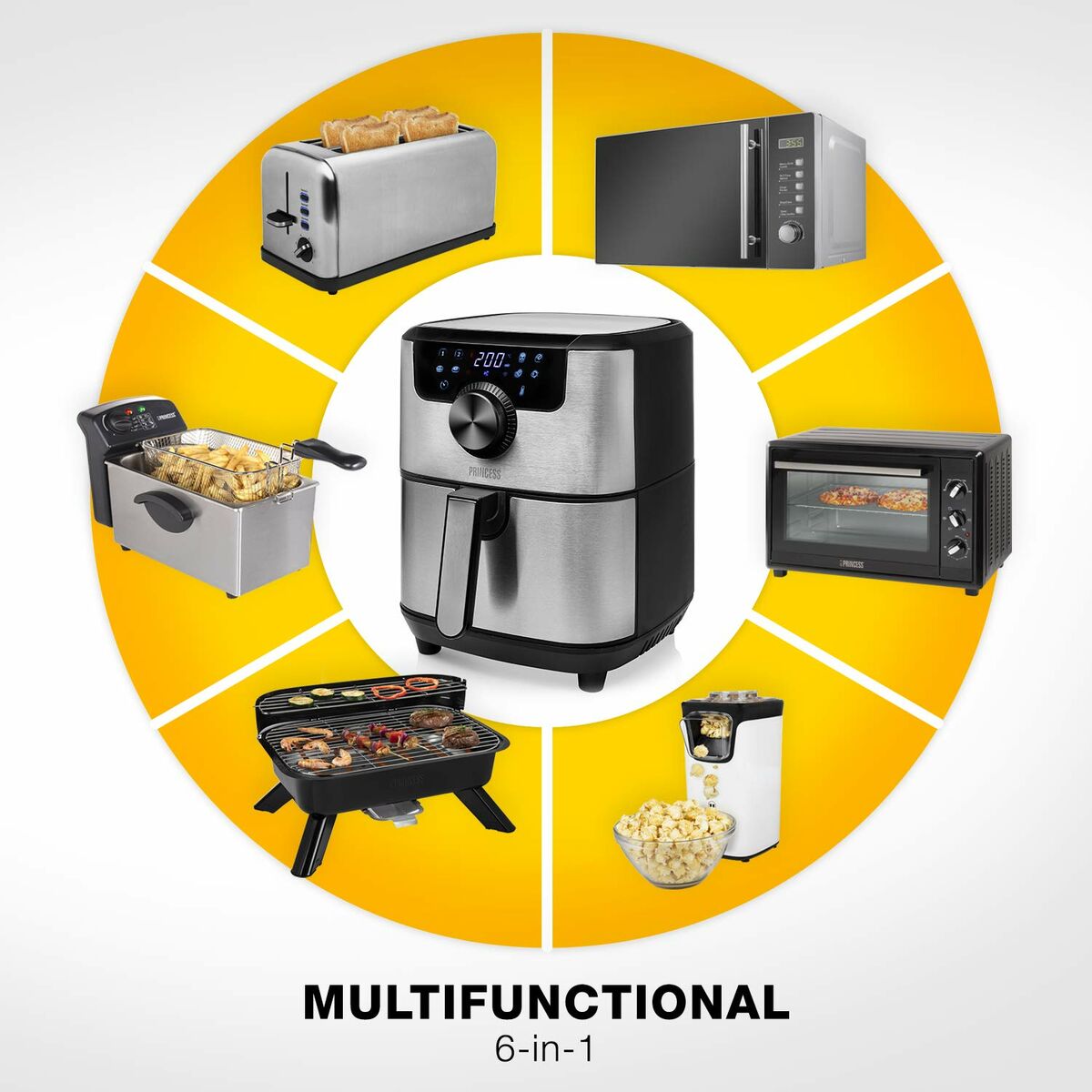 Freidora de Aire Princess 01.182033.01.001 1500 W Negro Plateado 4,5 L