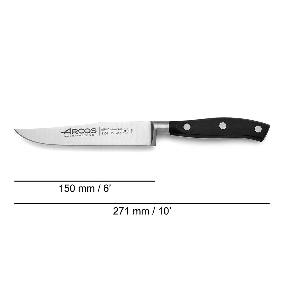 Cuchillo de Cocina Arcos serie riviera Negro Acero 15 cm 6"