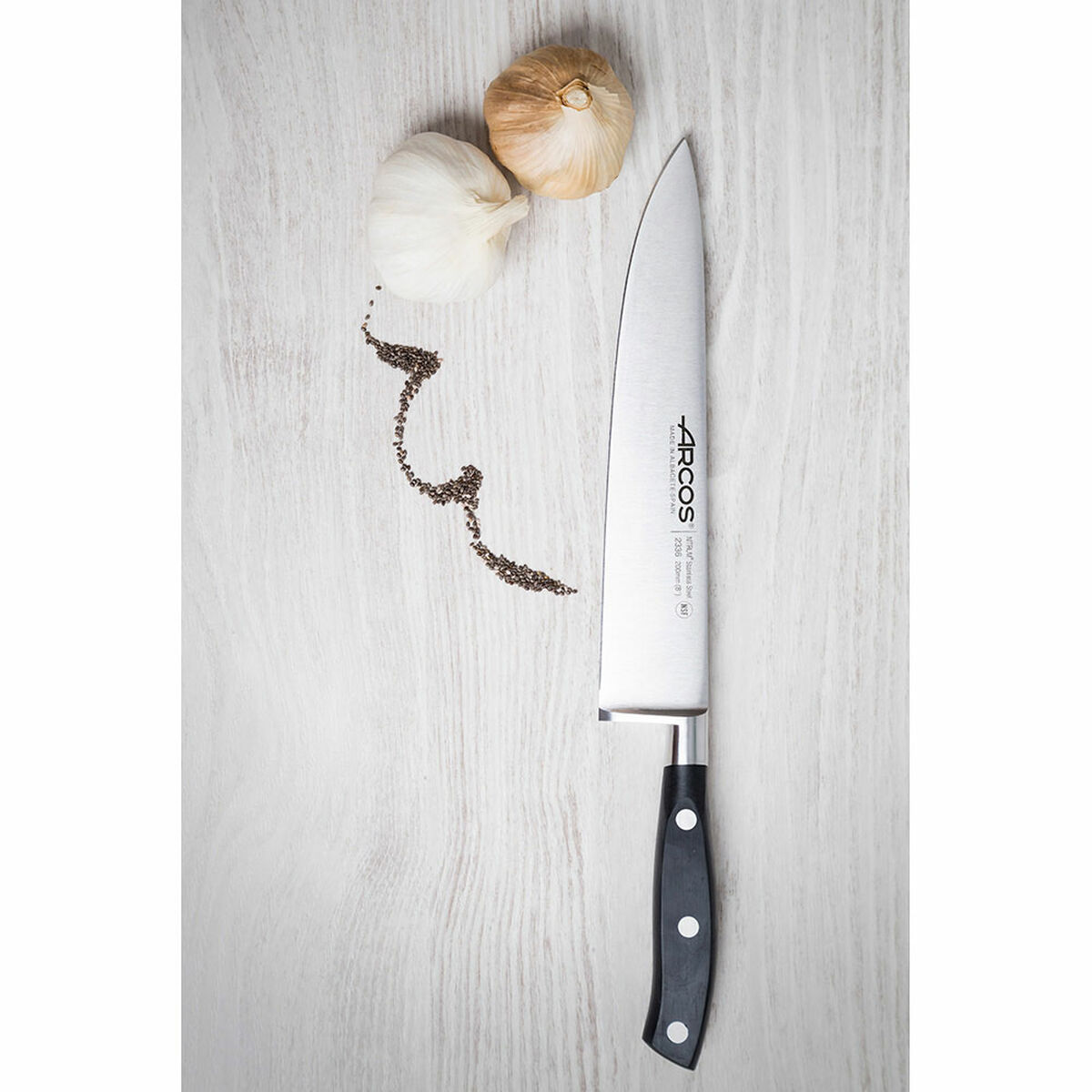 Cuchillo de Cocina Arcos serie riviera Negro Acero 20 cm