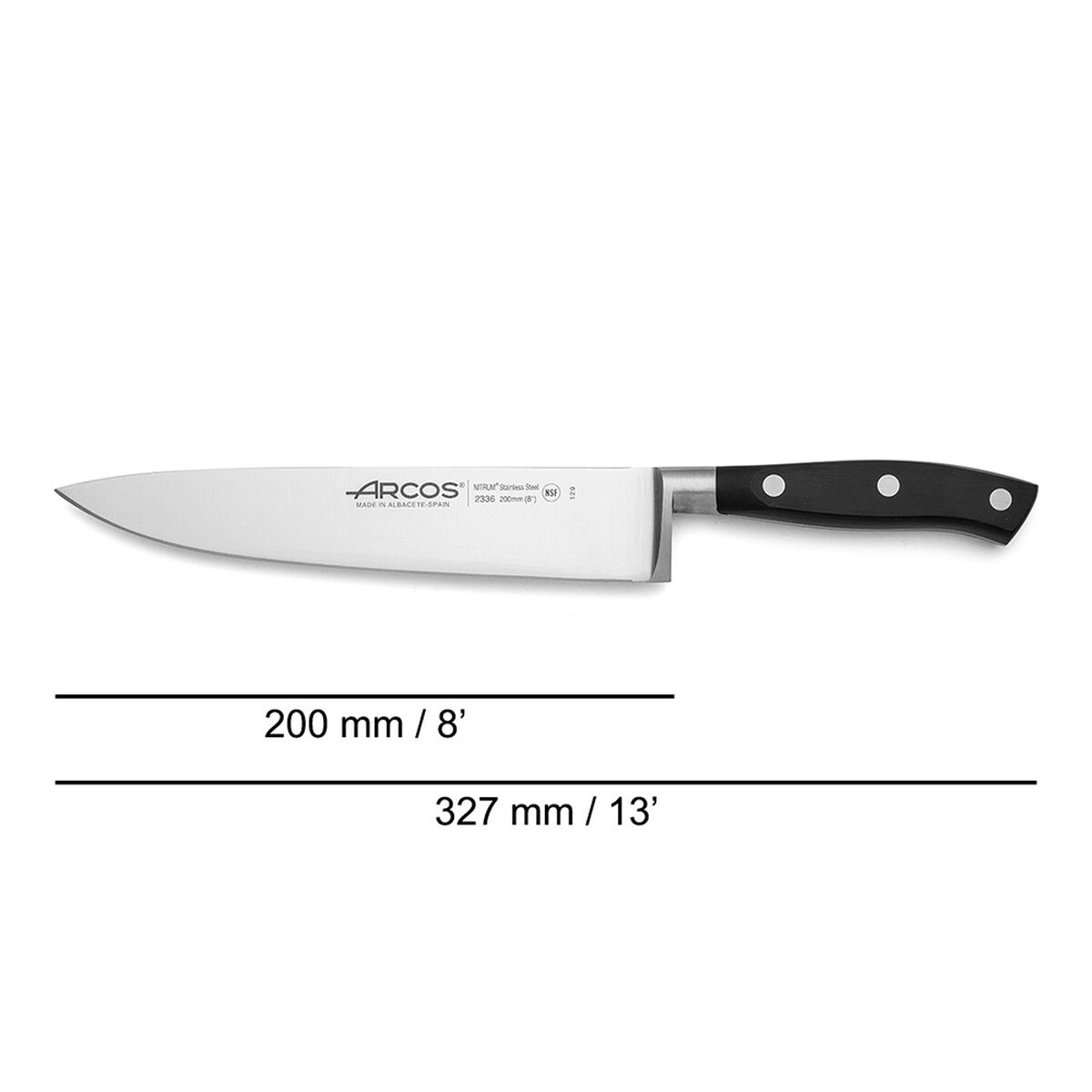Cuchillo de Cocina Arcos serie riviera Negro Acero 20 cm