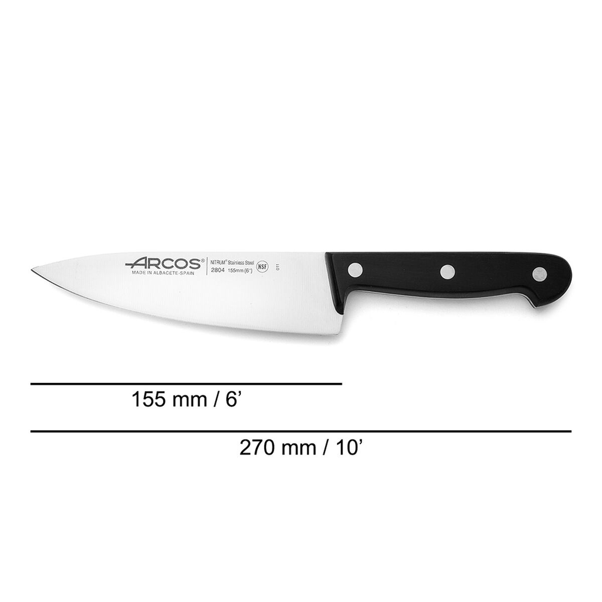 Cuchillo de Cocina Arcos serie universal Negro Acero 15,5 cm 6"