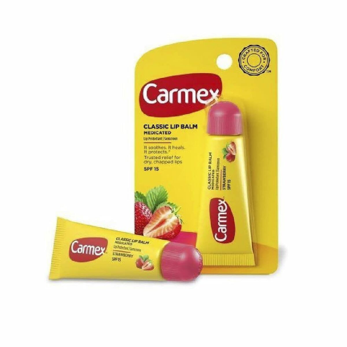 Bálsamo Labial Hidratante Carmex Carmex Strawberry Amarillo Rojo