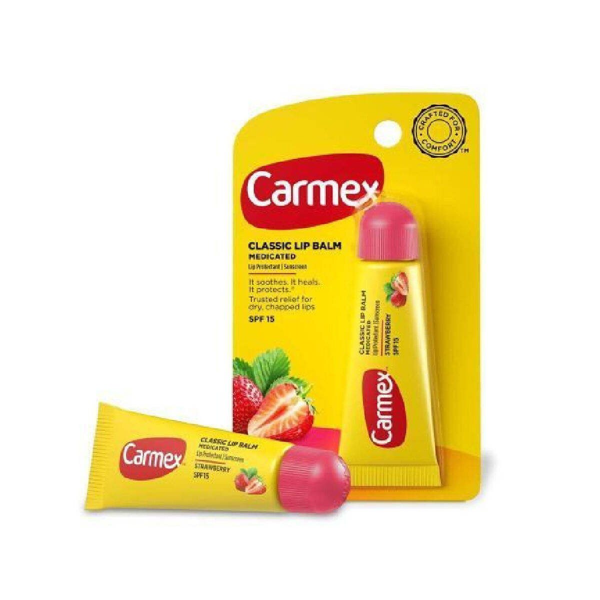 Bálsamo Labial Hidratante Carmex Carmex Strawberry Amarillo Rojo