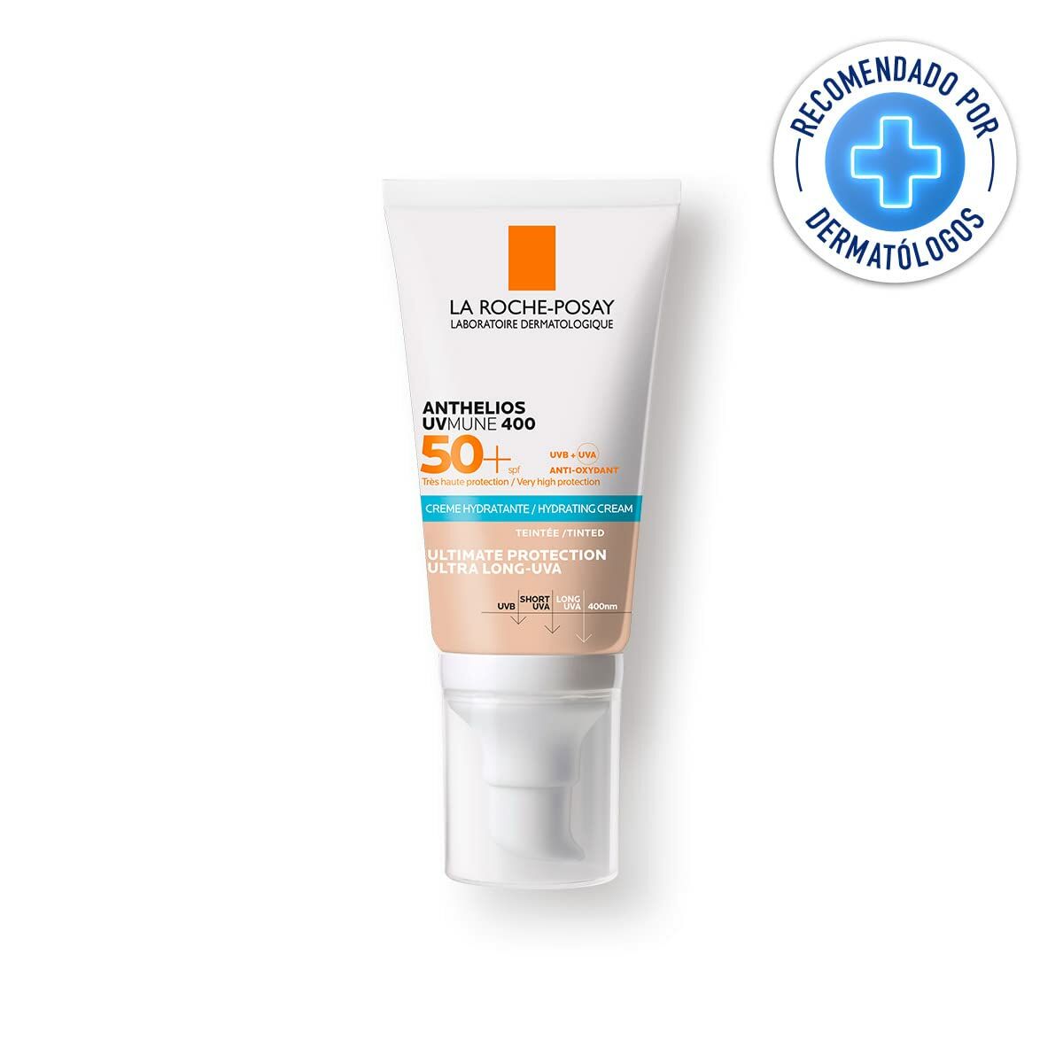 Protector Solar con Color La Roche Posay Anthelios Uvmune 50 ml Blanco Spf 50 Crema Crema Hidratante con Color
