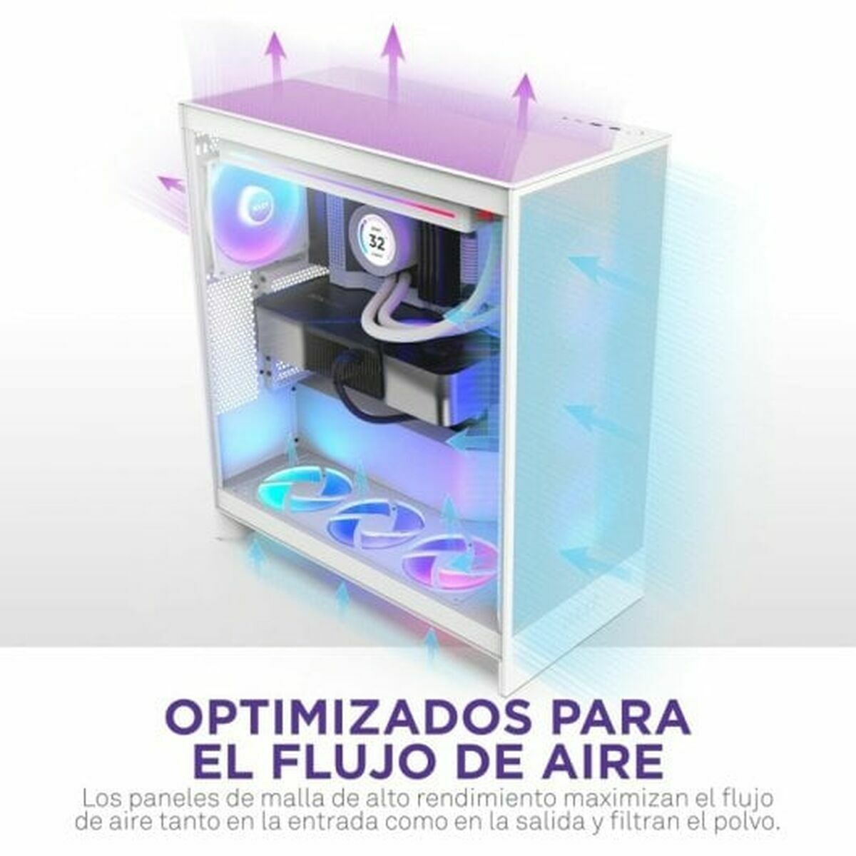 Caja Semitorre ATX NZXT H7 Flow RGB Midi Blanco