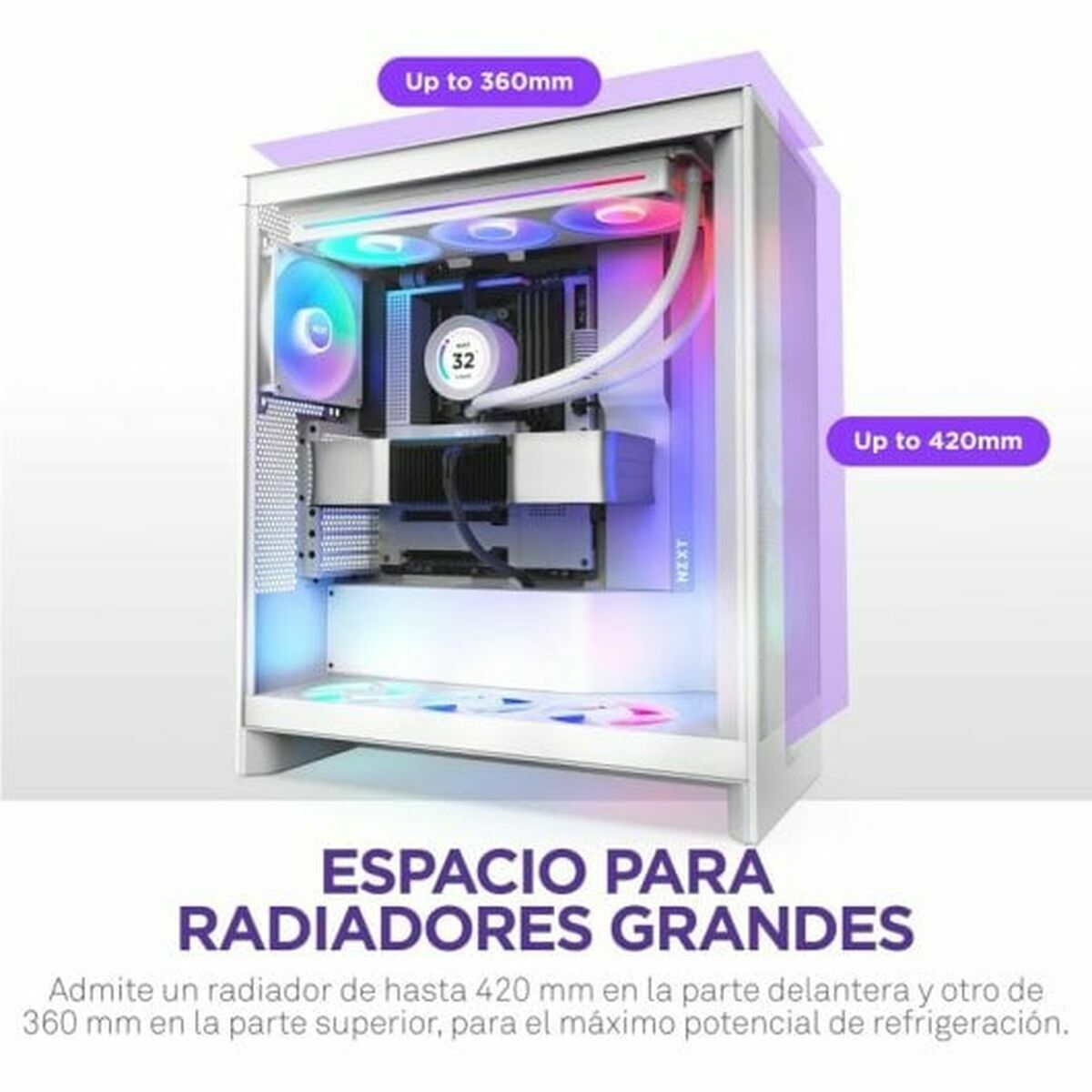Caja Semitorre ATX NZXT H7 Flow RGB Midi Blanco