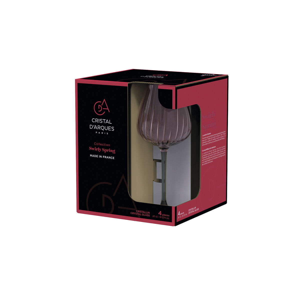 Copa de vino Cristal d’Arques Paris Swirly Spring Rosa Vidrio 470 ml (4 Unidades)