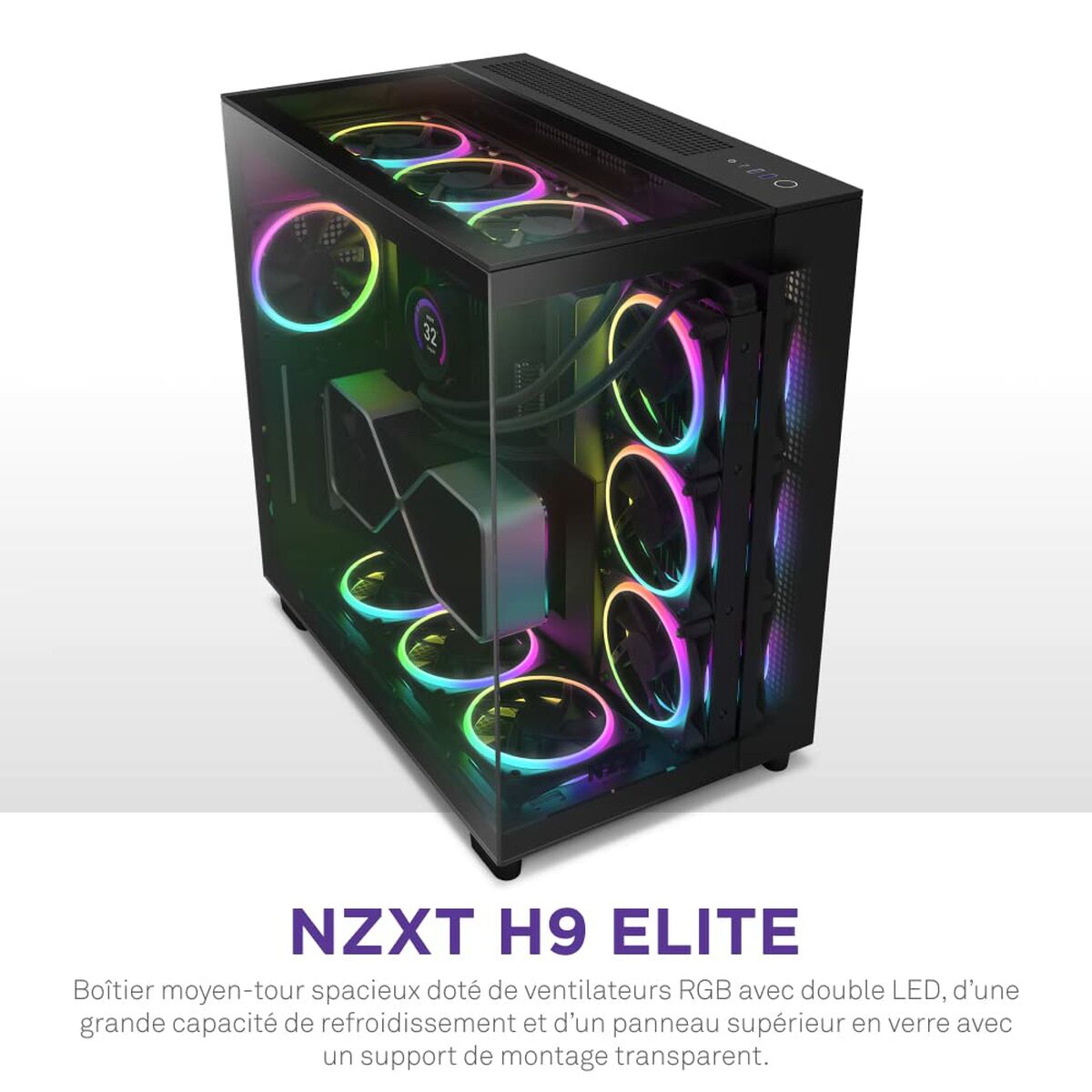 Caja Semitorre ATX NZXT H9 Elite Negro