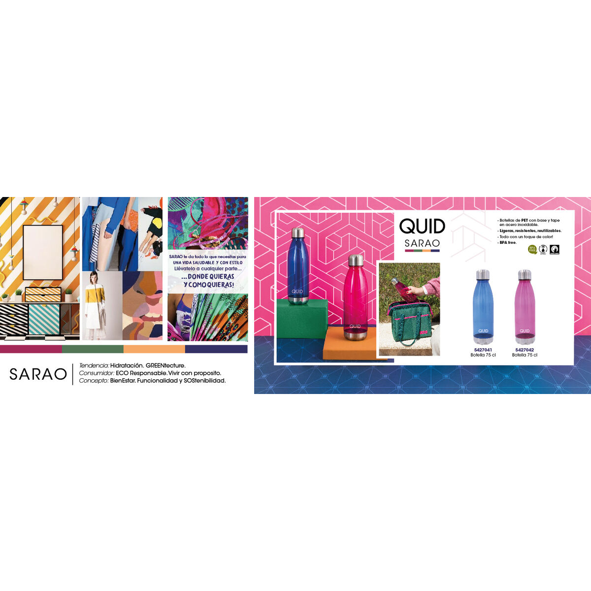 Botella de Agua Quid Sarao Rosa Plástico 750 ml (24 Unidades)