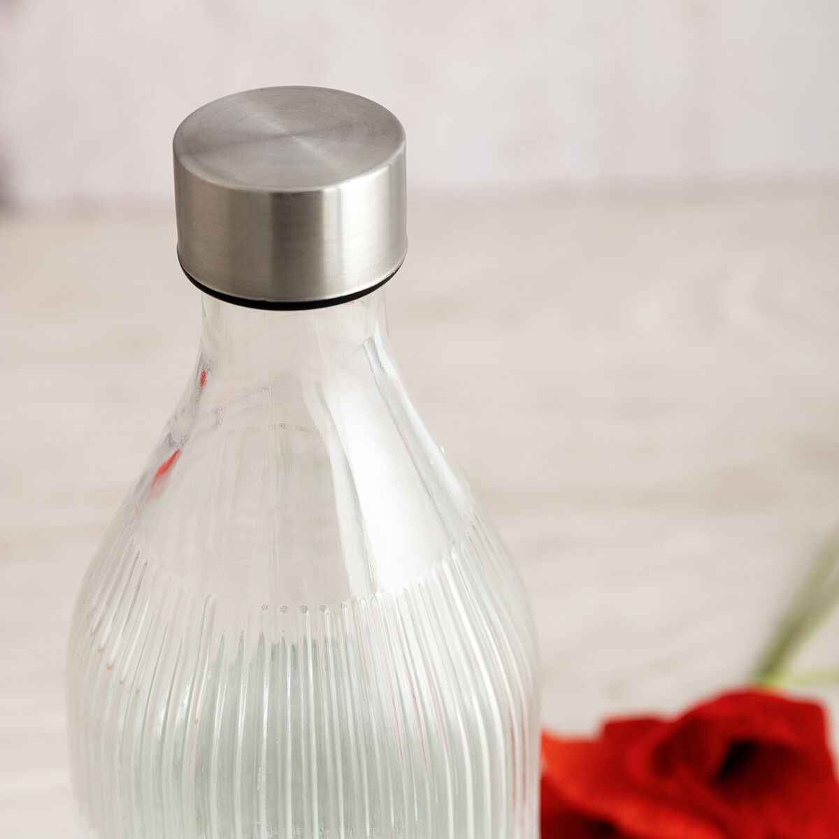 Botella de Agua Quid Maison Gris Vidrio 1 L (12 Unidades)