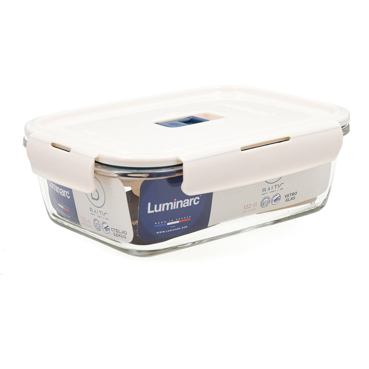 Fiambrera Hermética Luminarc Baltic Crema Vidrio 1,22 L (6 Unidades)