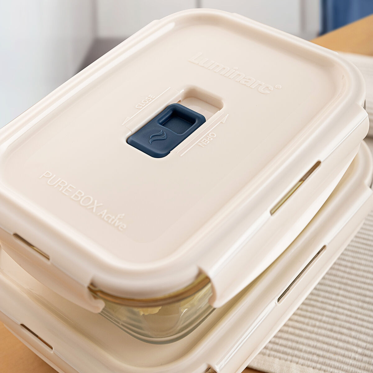 Fiambrera Hermética Luminarc Baltic Crema Vidrio 1,22 L (6 Unidades)