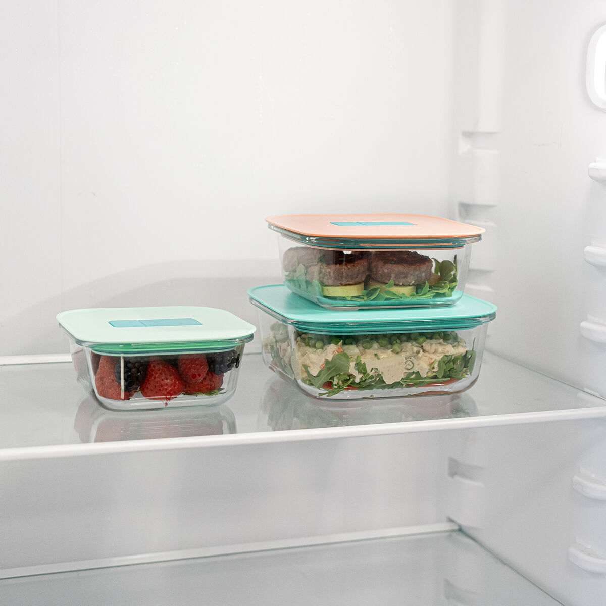 Fiambrera Hermética Luminarc Joy Azul Vidrio 1,1 L (6 Unidades)