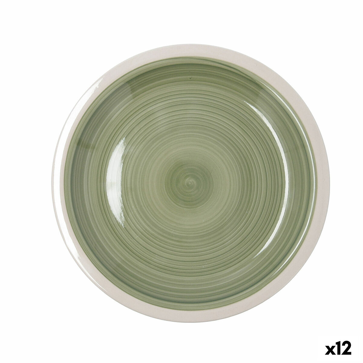 Plato Llano Quid Calypso Verde Cerámica Ø 27 cm (12 Unidades)