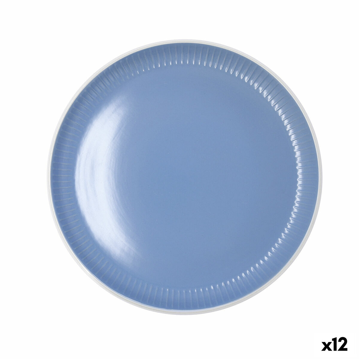 Plato Llano Bidasoa Moana Azul Cerámica Ø 26 cm (12 Unidades)