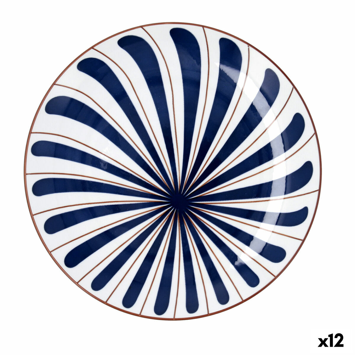 Plato Llano Bidasoa Oceanika Azul Cerámica Ø 27 cm (12 Unidades)