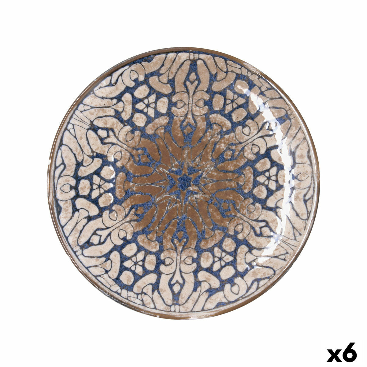 Plato Llano Bidasoa Deneb Hydrozero Marrón Cerámica Ø 27 cm (6 Unidades)