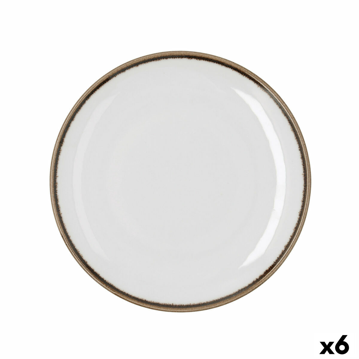 Plato Llano Bidasoa Orion Hydrozero Blanco Cerámica Ø 25 cm (6 Unidades)