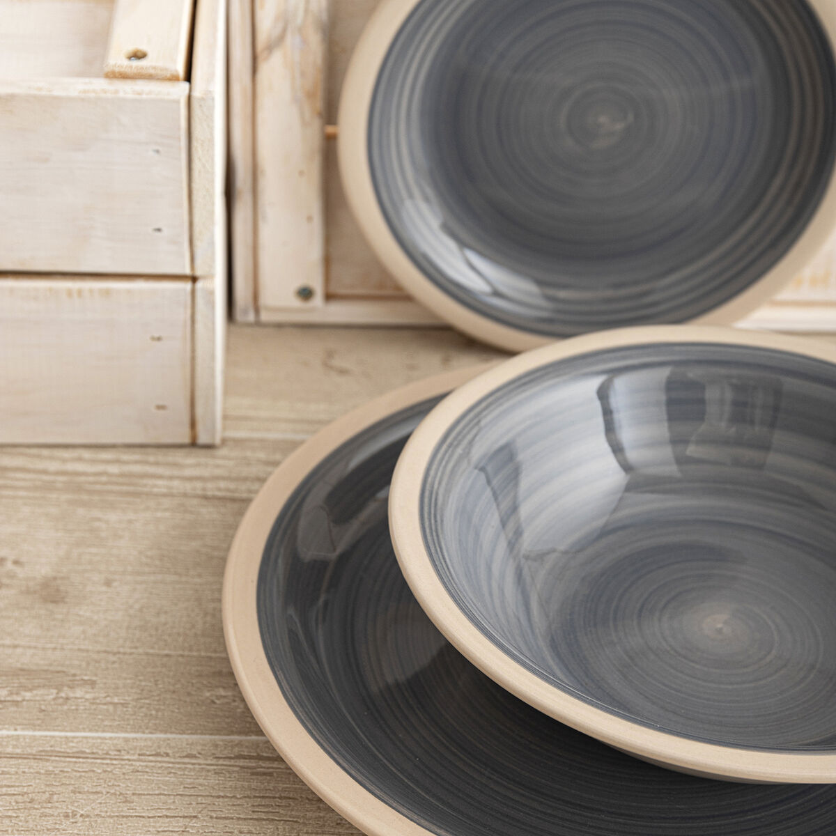 Plato Llano Quid Baltic Beige Cerámica Ø 27 cm (12 Unidades)