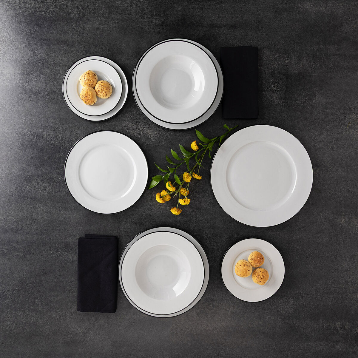 Plato Llano Bidasoa Glacial Filo Blanco Cerámica Ø 27 cm (12 Unidades)