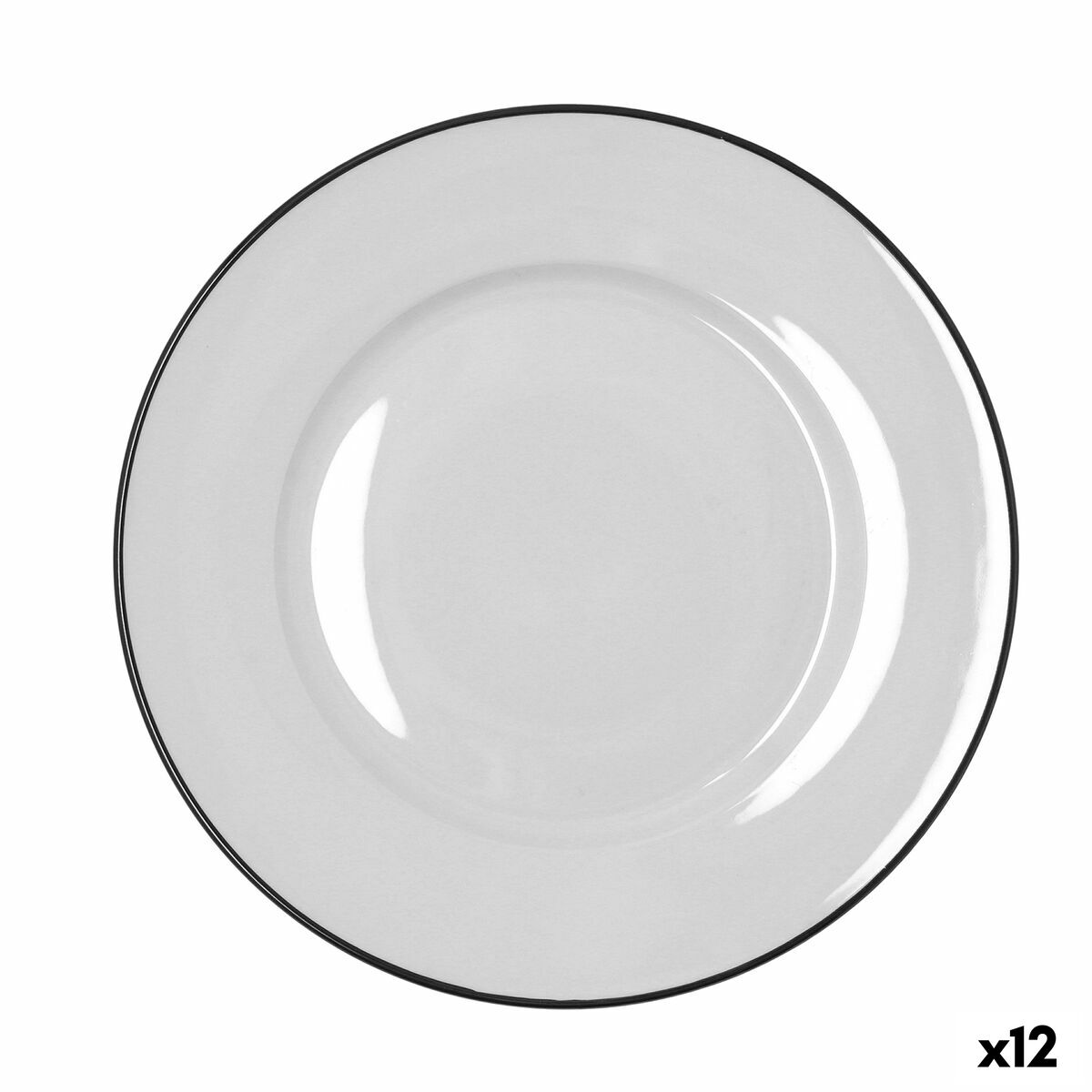 Plato Llano Bidasoa Glacial Filo Blanco Cerámica Ø 27 cm (12 Unidades)