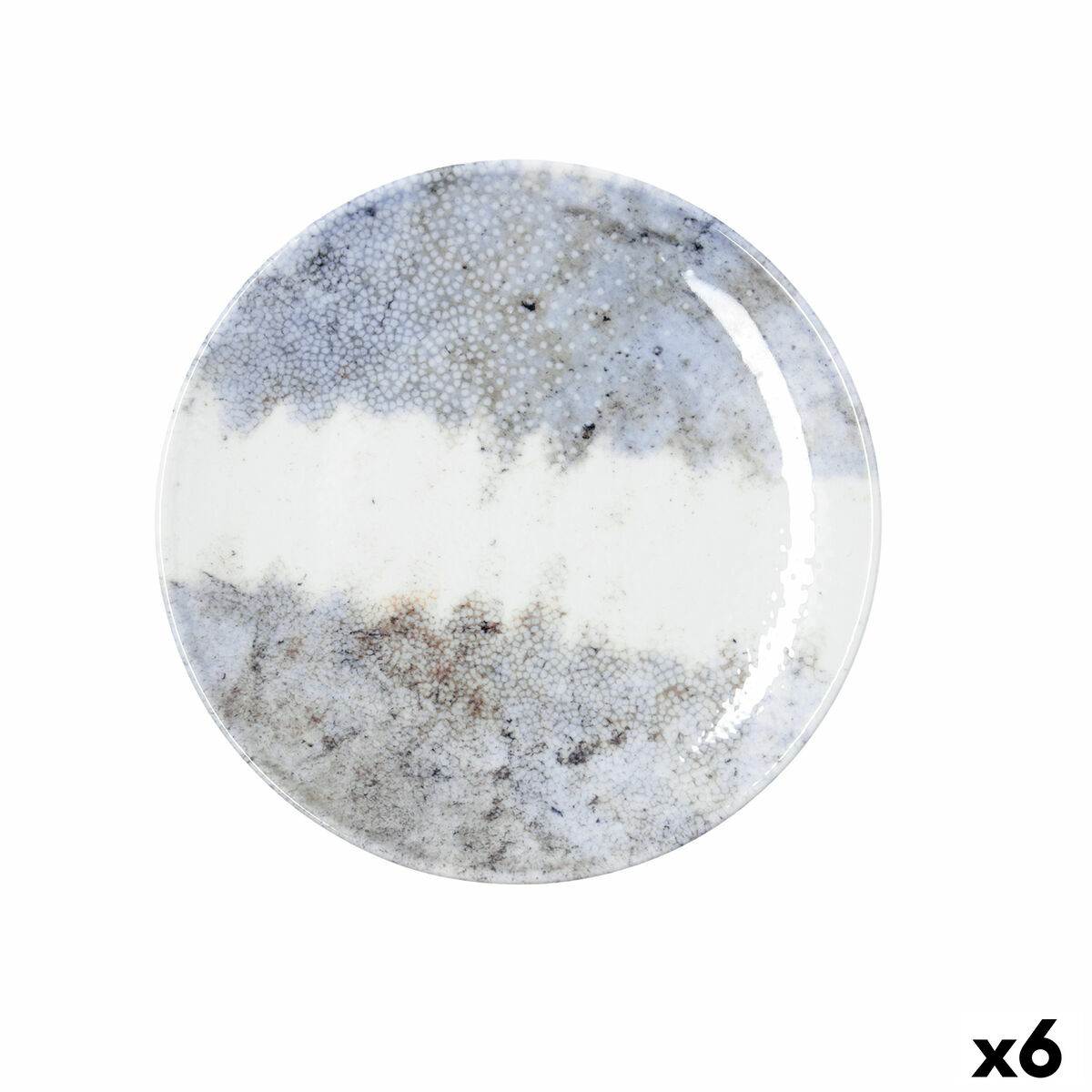 Plato Llano Bidasoa Polaris Hydrozero Beige Cerámica Ø 25 cm (6 Unidades)