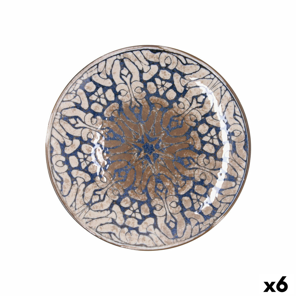Plato Llano Bidasoa Deneb Hydrozero Marrón Cerámica Ø 25 cm (6 Unidades)