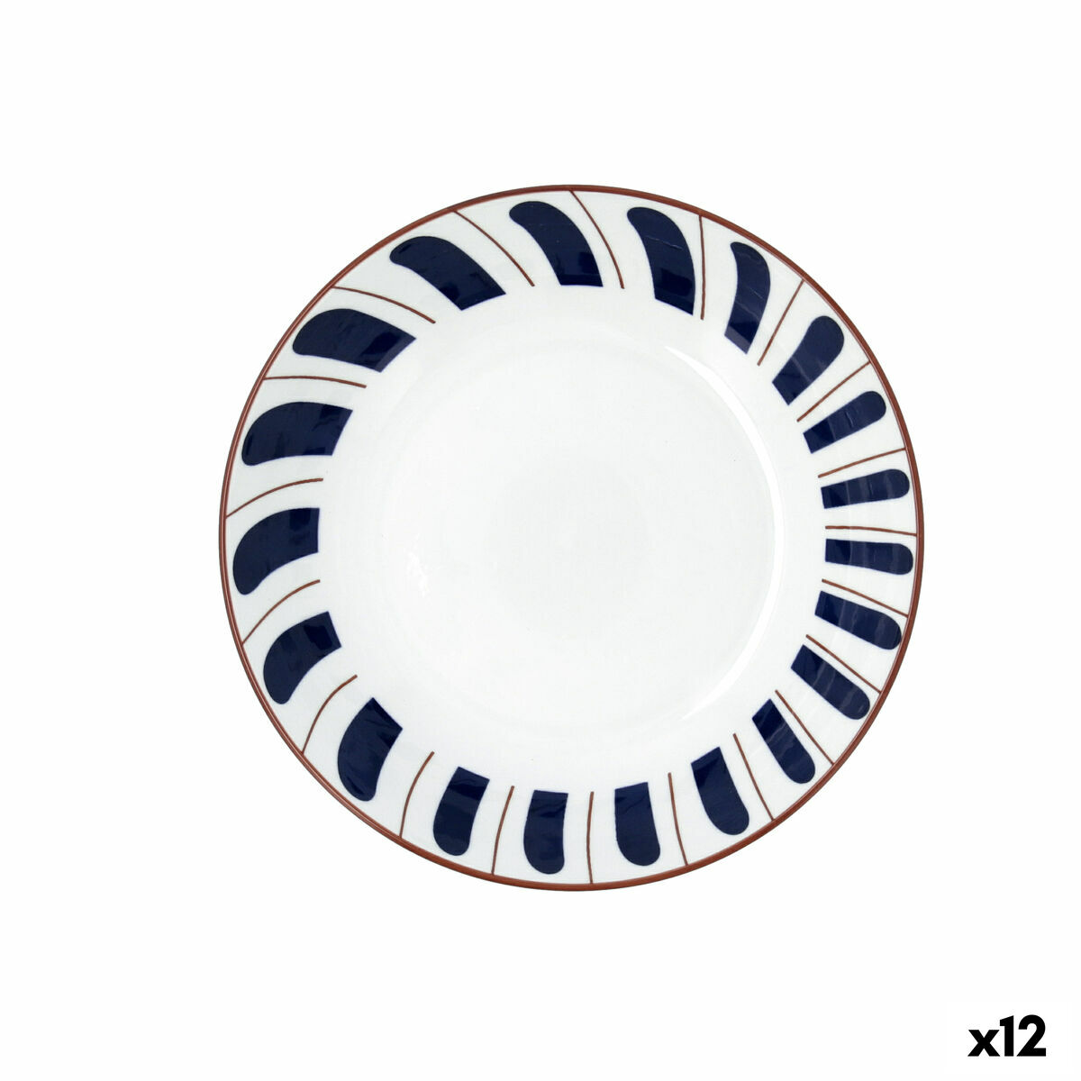 Plato Hondo Bidasoa Oceanika Azul Cerámica Ø 20 cm (12 Unidades)