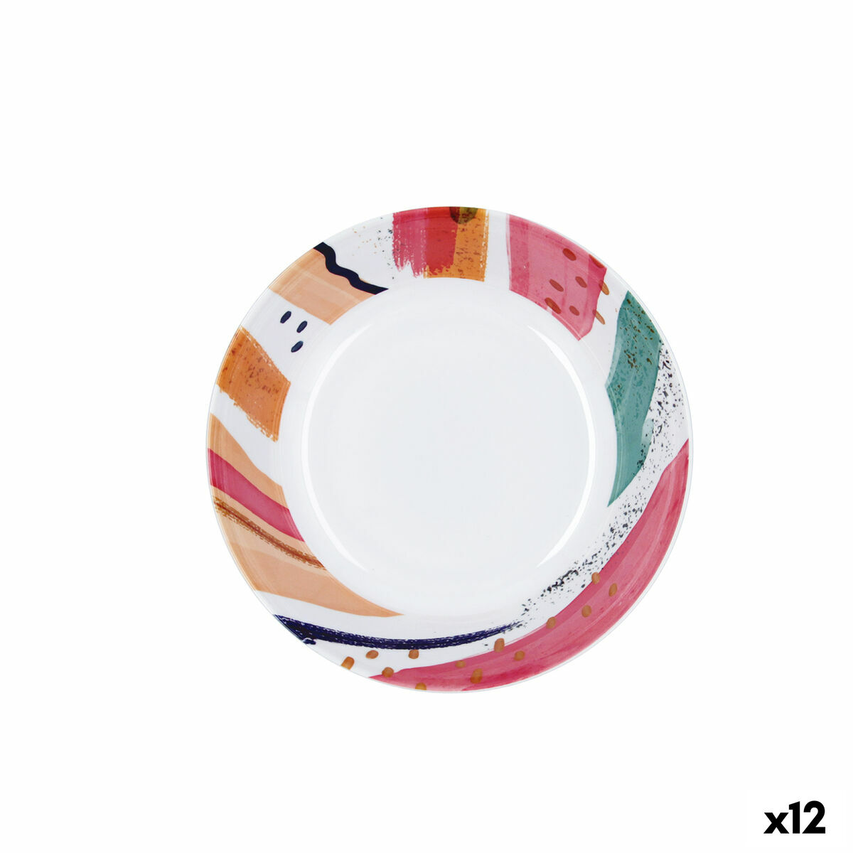 Plato Hondo Quid Acuarela Blanco Bioplástico Ø 20 cm (12 Unidades)