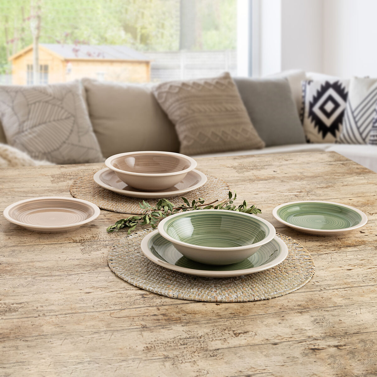 Plato de Postre Quid Calypso Verde Cerámica Ø 19 cm (12 Unidades)