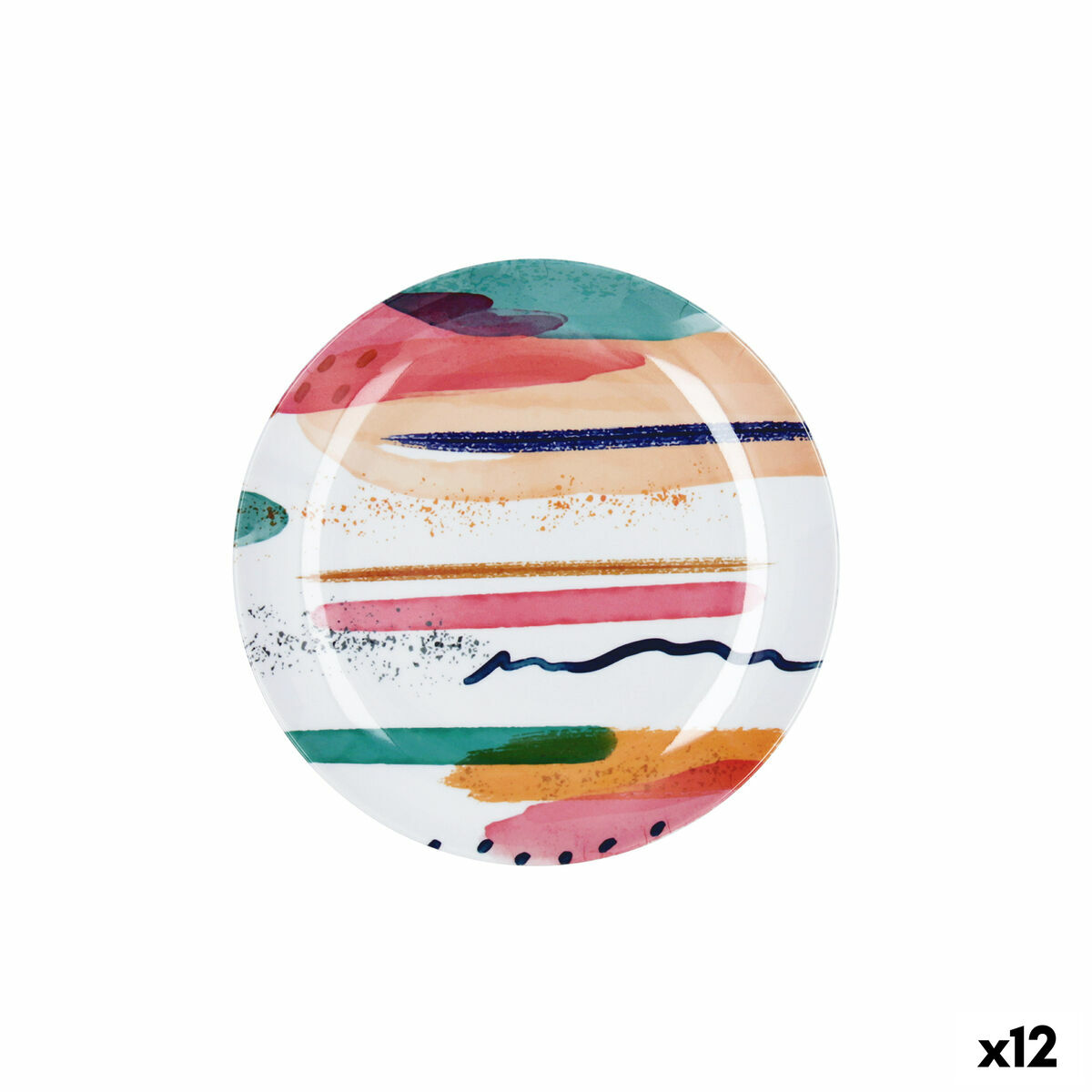 Plato de Postre Quid Acuarela Blanco Bioplástico Ø 20 cm (12 Unidades)