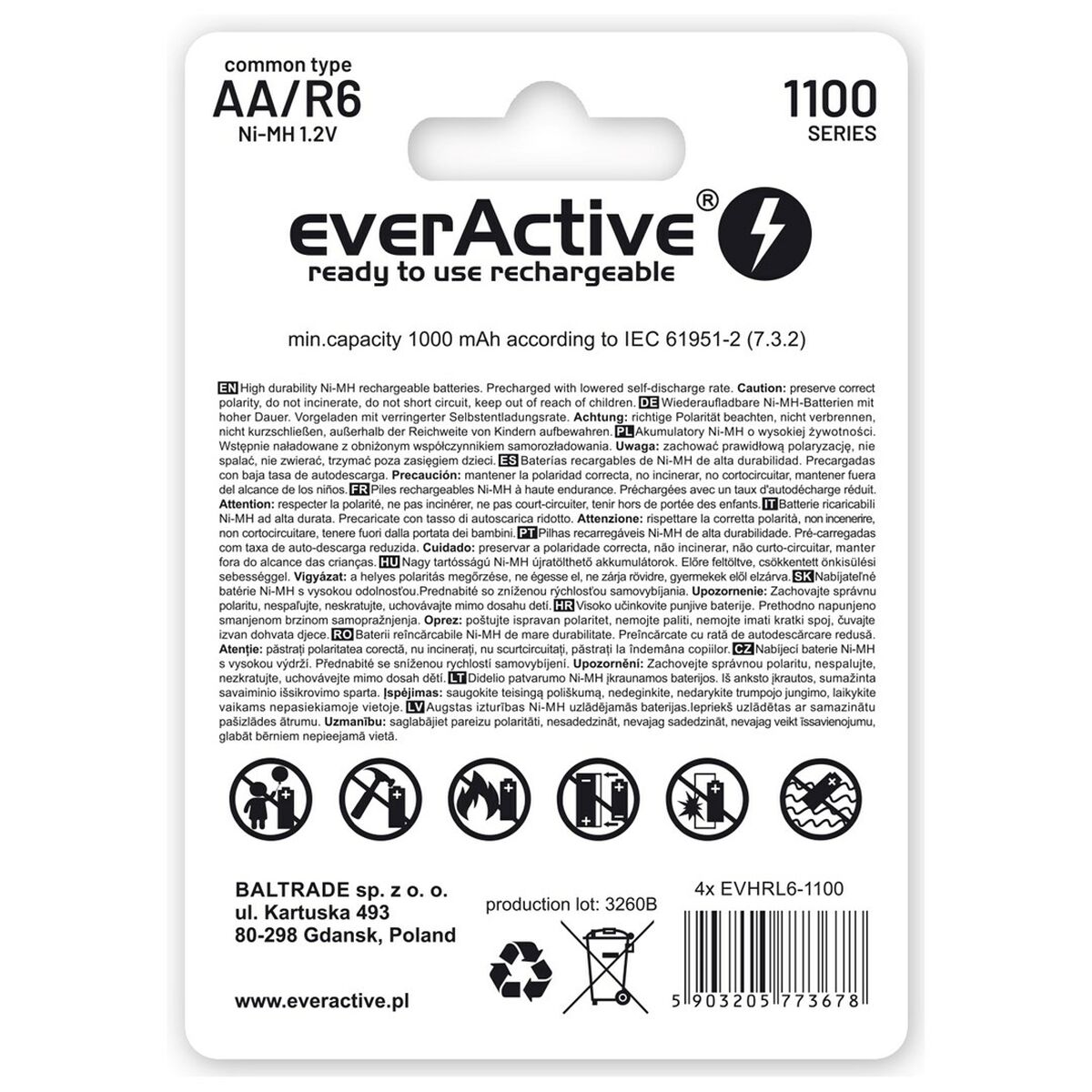 Pilas Recargables EverActive EVHRL6-1100 1,2 V