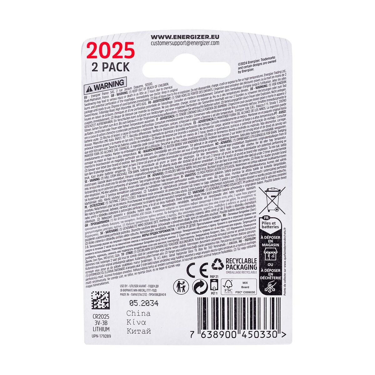 Pila de Litio Energizer 450331 3 V (2 Unidades)