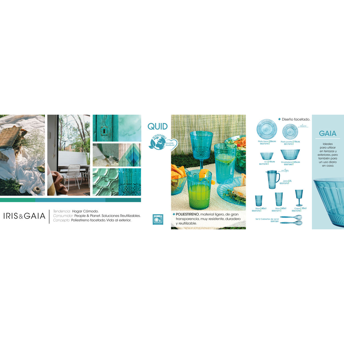 Bol para Aperitivos Quid Gaia Turquesa Plástico (12 Unidades)