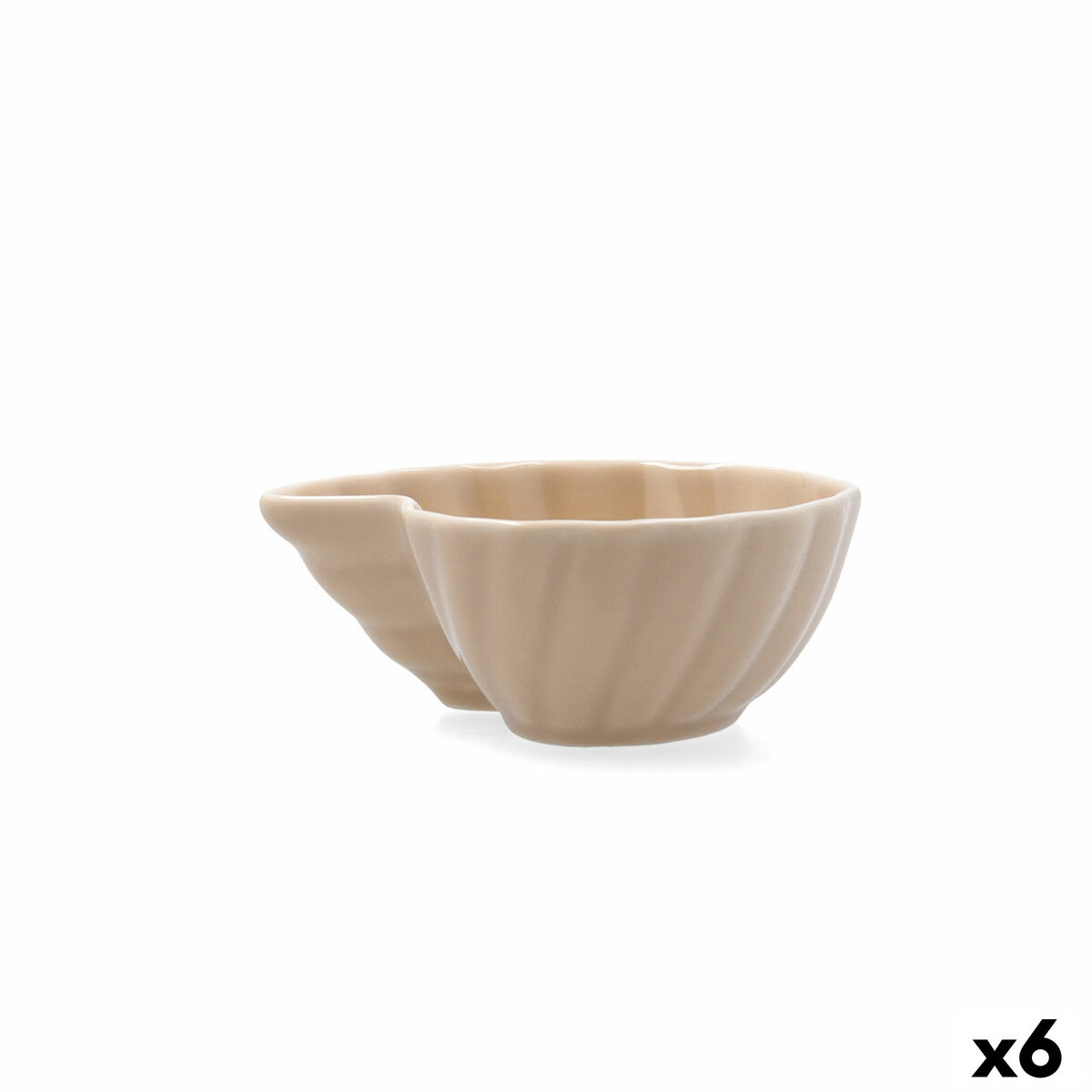 Bol para Aperitivos Bidasoa Aura Stela Beige Cerámica 12,5 x 11,5 x 5 cm (6 Unidades)
