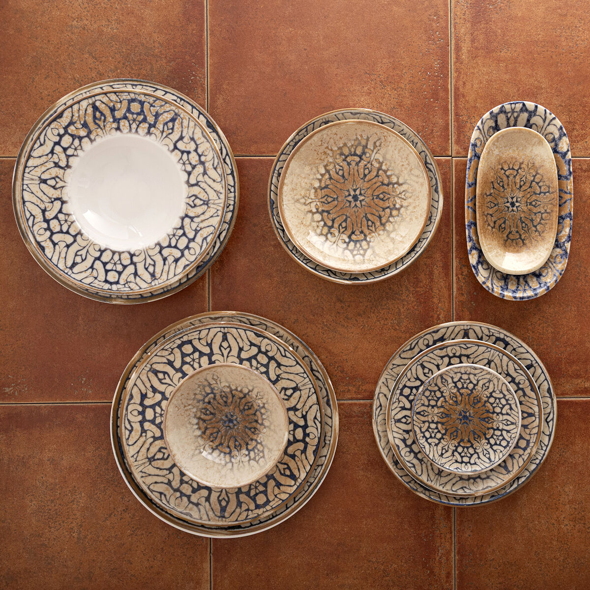 Plato para Pasta Bidasoa Deneb Hydrozero Marrón Cerámica Ø 26 cm Risotto (6 Unidades)