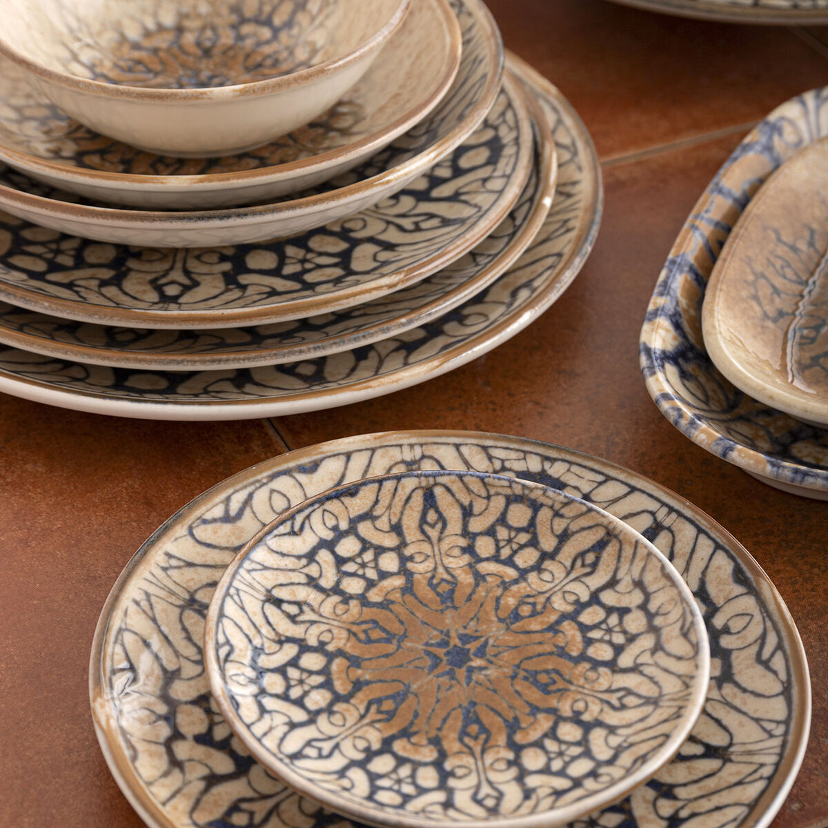 Plato para Pasta Bidasoa Deneb Hydrozero Marrón Cerámica Ø 26 cm Risotto (6 Unidades)