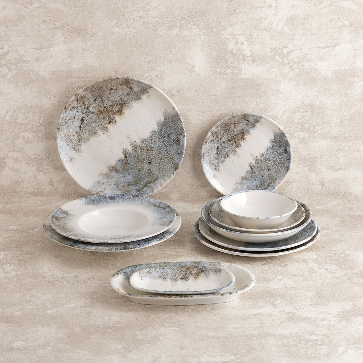 Plato para Pasta Bidasoa Polaris Hydrozero Beige Cerámica Ø 26 cm Risotto (6 Unidades)