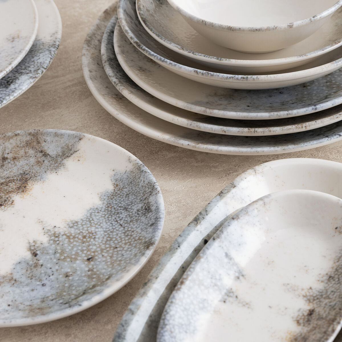 Plato para Pasta Bidasoa Polaris Hydrozero Beige Cerámica Ø 26 cm Risotto (6 Unidades)